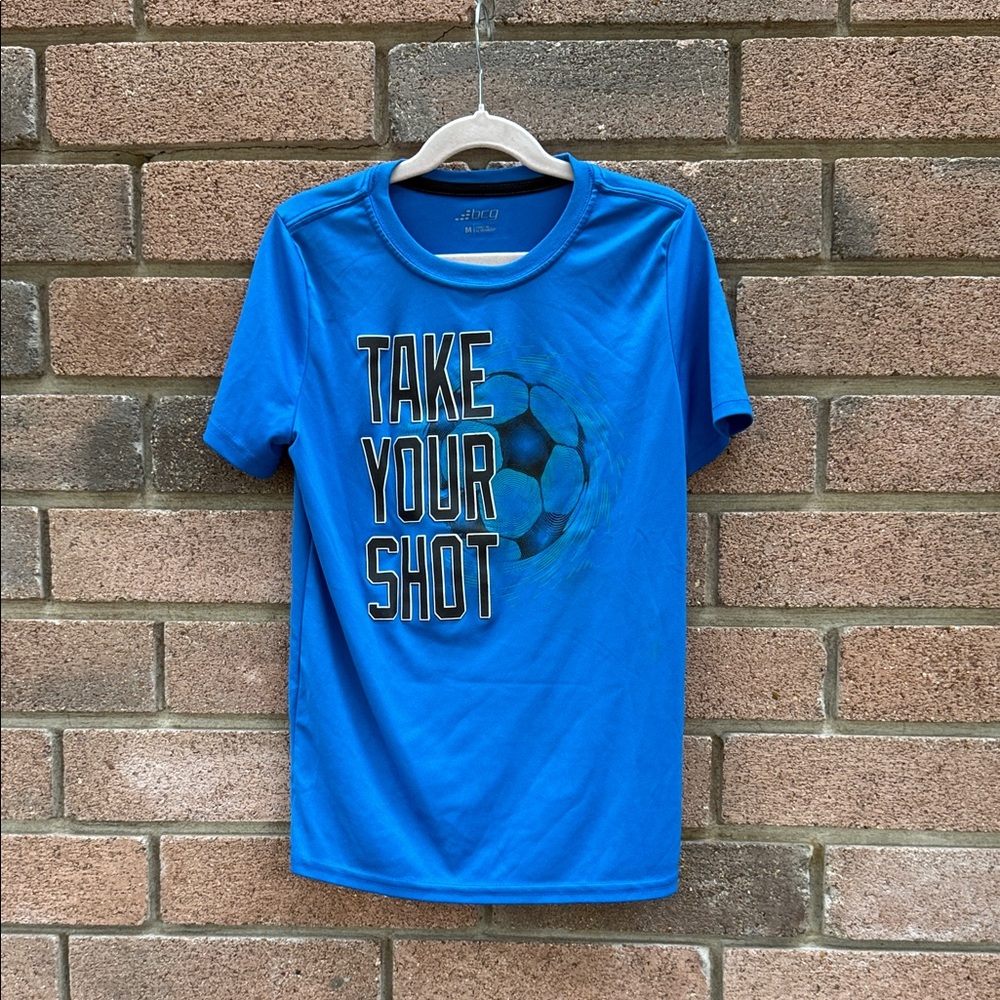 bcg Bright Blue Soccer Graphic 'Take Your Shot' Tee Size Medium